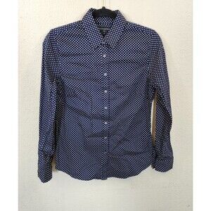 Banana Republic Shirt 4 Navy Blue White Diamond Print Tailored Fit Button Down